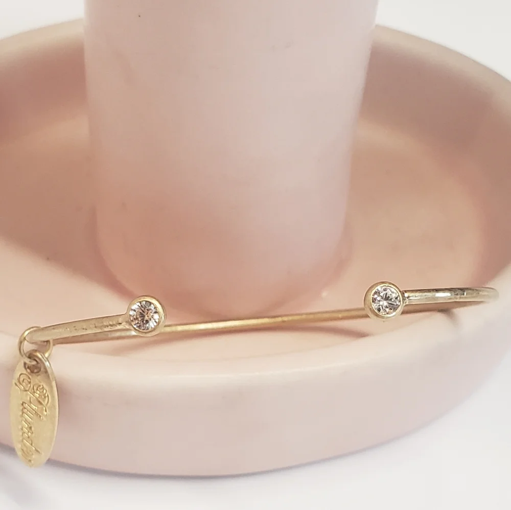 Plunder Gold Tone Crystal End Cuff Bracelet